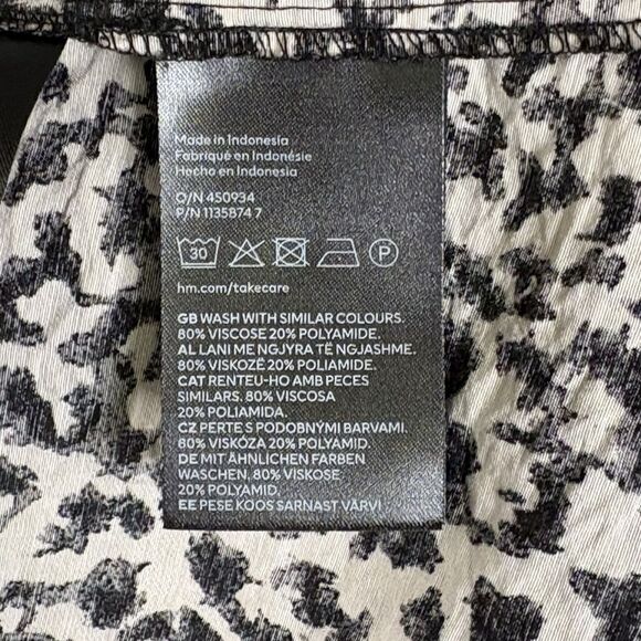 H&M Animal Print Shift Dress Long Sleeve Size Small Unlined Pullover Flowy Boho - Picture 10 of 12